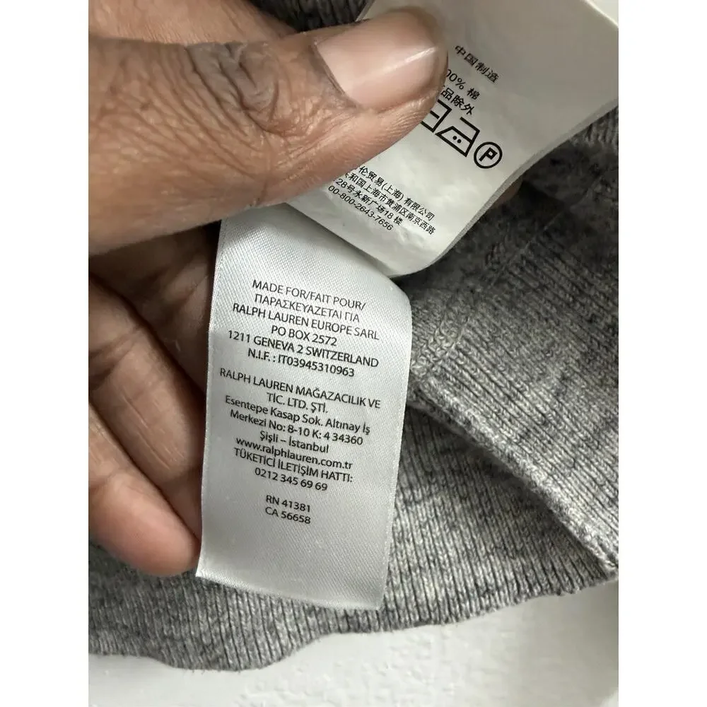 Polo Ralph Lauren Sweater Mens L Grey 100% Cotton Crewneck Knit Pullover